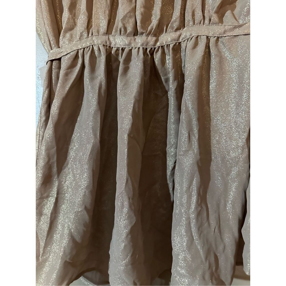 Tahari Women's Double Lining Gathered Waist Shiny Blouse Size Large - Picture 6 of 14